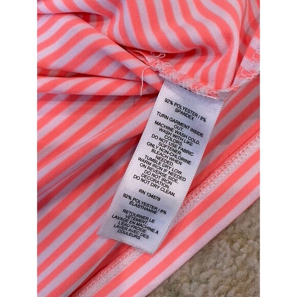 Vineyard Vines Sz Large Sankaty Neon Pink & White Stripe Preppy Boatneck Top - Picture 6 of 8